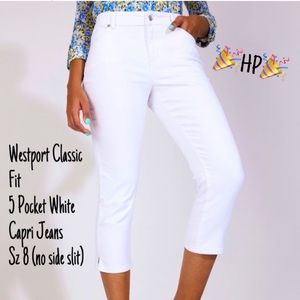 🎉HP🎉 Westport Classic Fit 5 Pocket White Capri Jeans Sz 8 (no side slit)